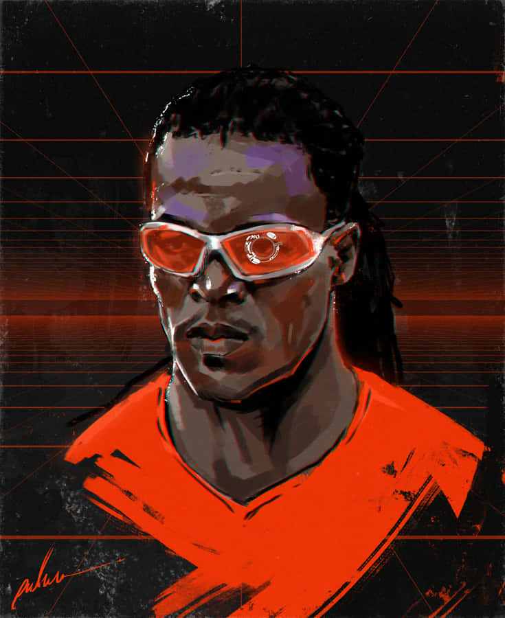 Vector Art Tapet af Edgar Davids: Et stilfuldt og moderne tapet, der udtrykker den legendariske fodboldspiller Edgar Davids.