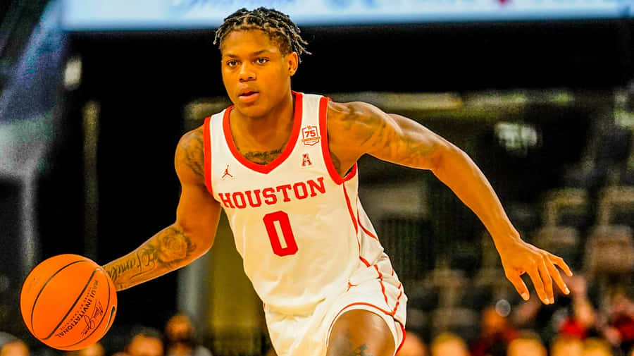 Houston Basketballspieler dribbelt