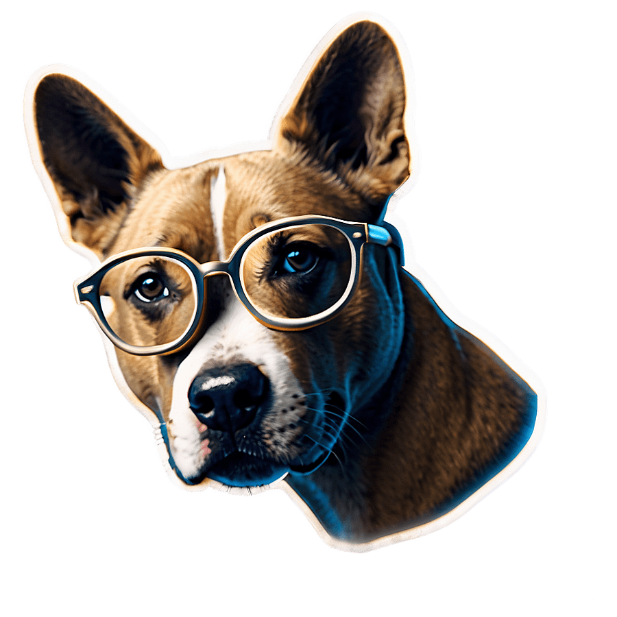 Dog Head with Glasses PNG 96