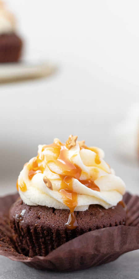 Pixel3 Hintergrund Cupcake Karamell