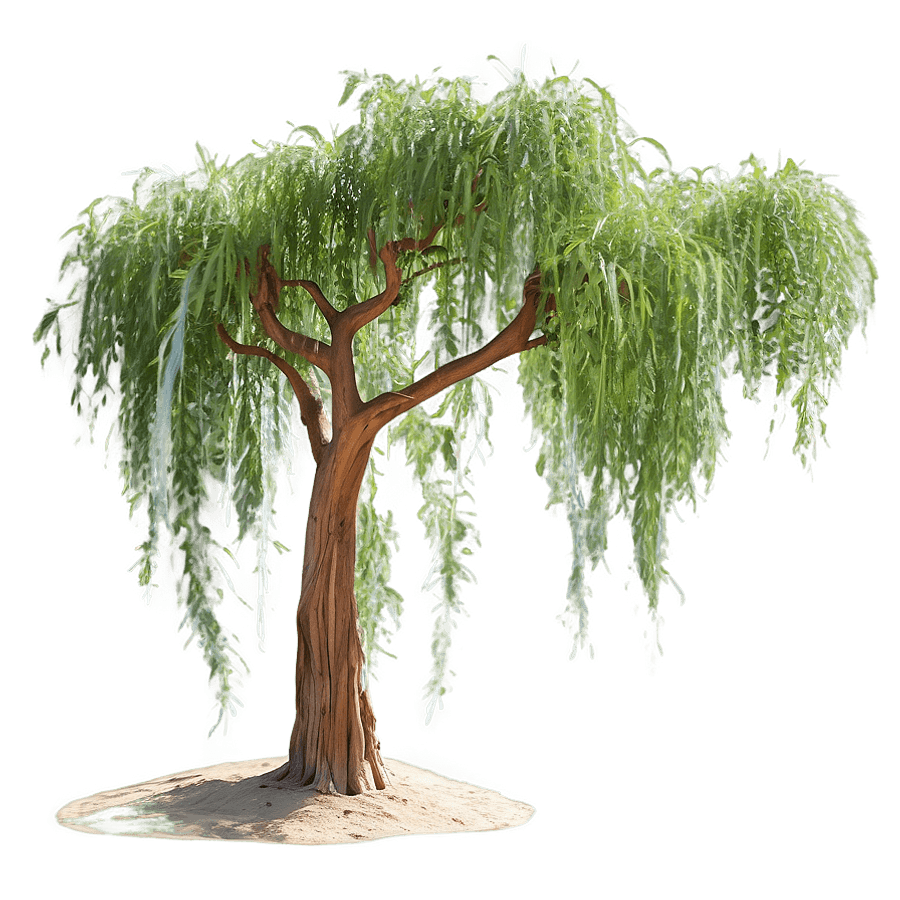 Lonely Willow Tree in Desert Oasis PNG vwm