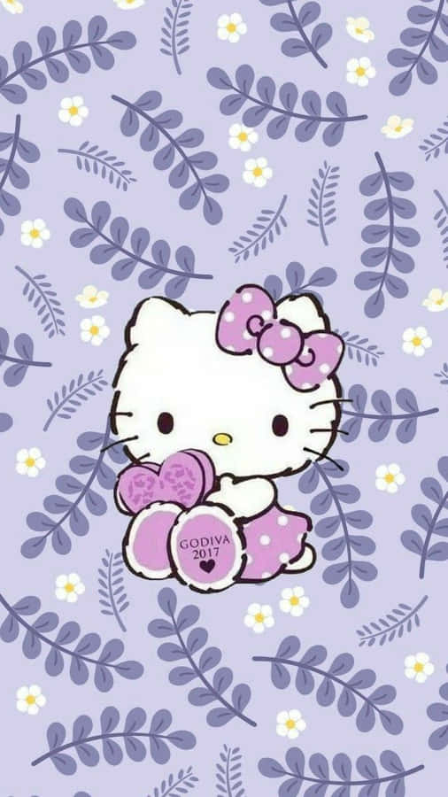 Lila Hello Kitty Blumen Hintergrund