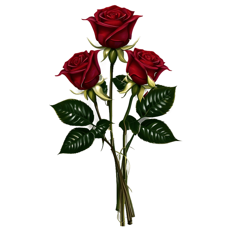 Dark Red Roses Bouquet PNG tch