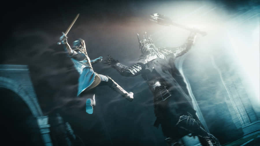 Cavaleiroe Sauron em 4k Fundo de Sombras de Mordor