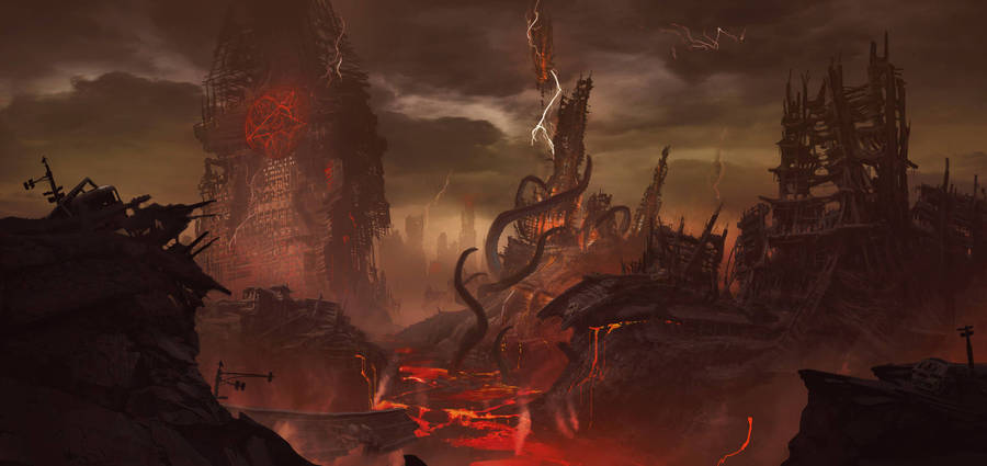 "Upplevhelvetet på jorden med Doom Eternal" Bakgrundsbilder