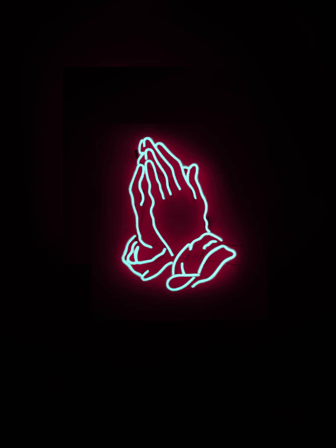 Download Dope Neon Praying Hands Wallpaper | Wallpapers.com