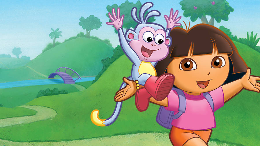 Download Dora The Explorer And Boots Walking Wallpaper | Wallpapers.com