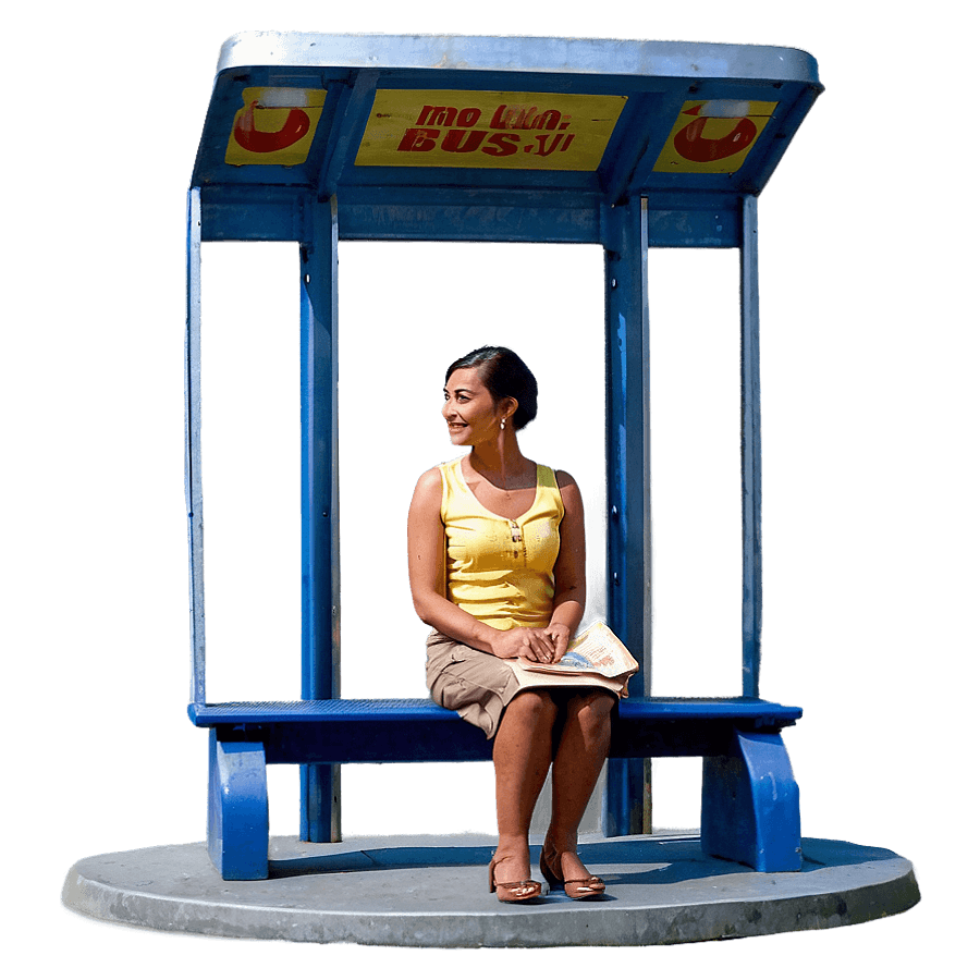 Bus Stop On Busy Street PNG 06202024