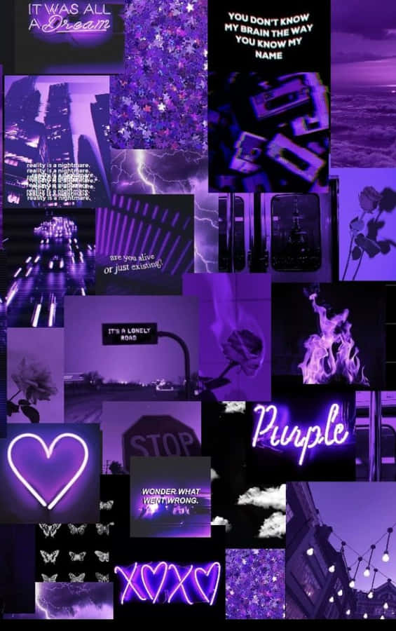 Neon Dunkelviolette Ästhetik Collage