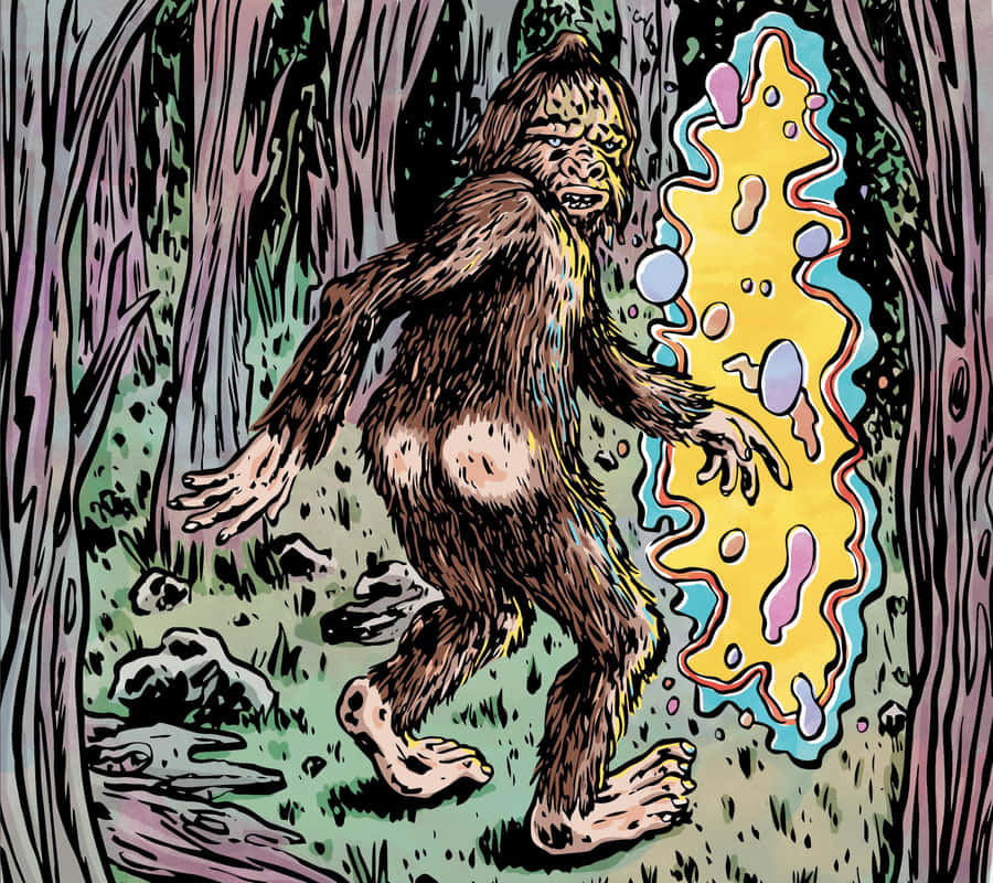 Sasquatch Scontroso nella Foresta Psichedelica