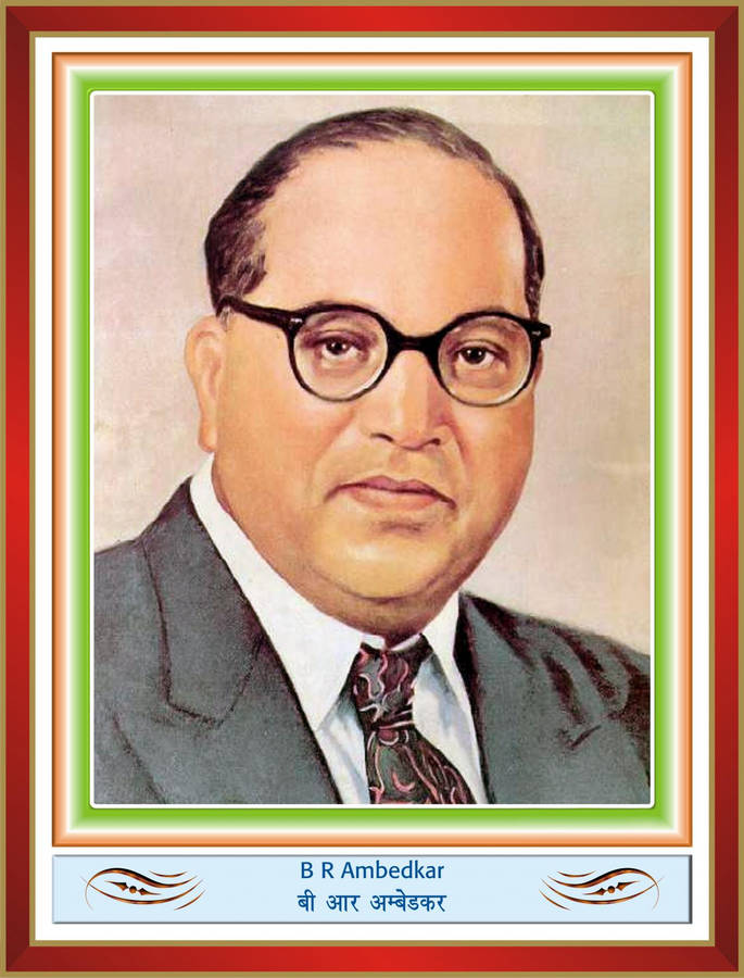 Download Dr Babasaheb Ambedkar Green Border In Frame Wallpaper