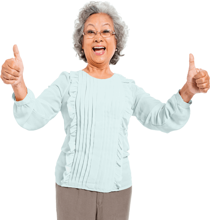 Happy Grandmother Giving Thumbs Up