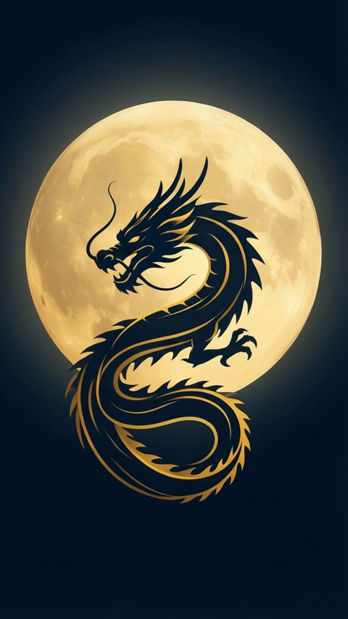 Dragão e Lua Papéis de Parede
