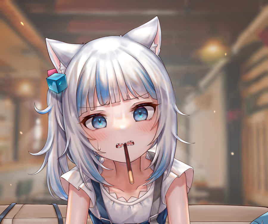 Opera d'Arte in Stile Anime di Gawr Gura