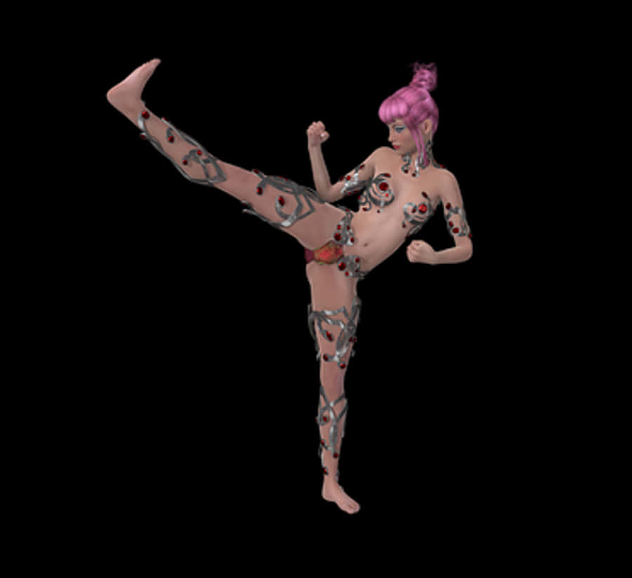 Pink Haired Figure High Kick