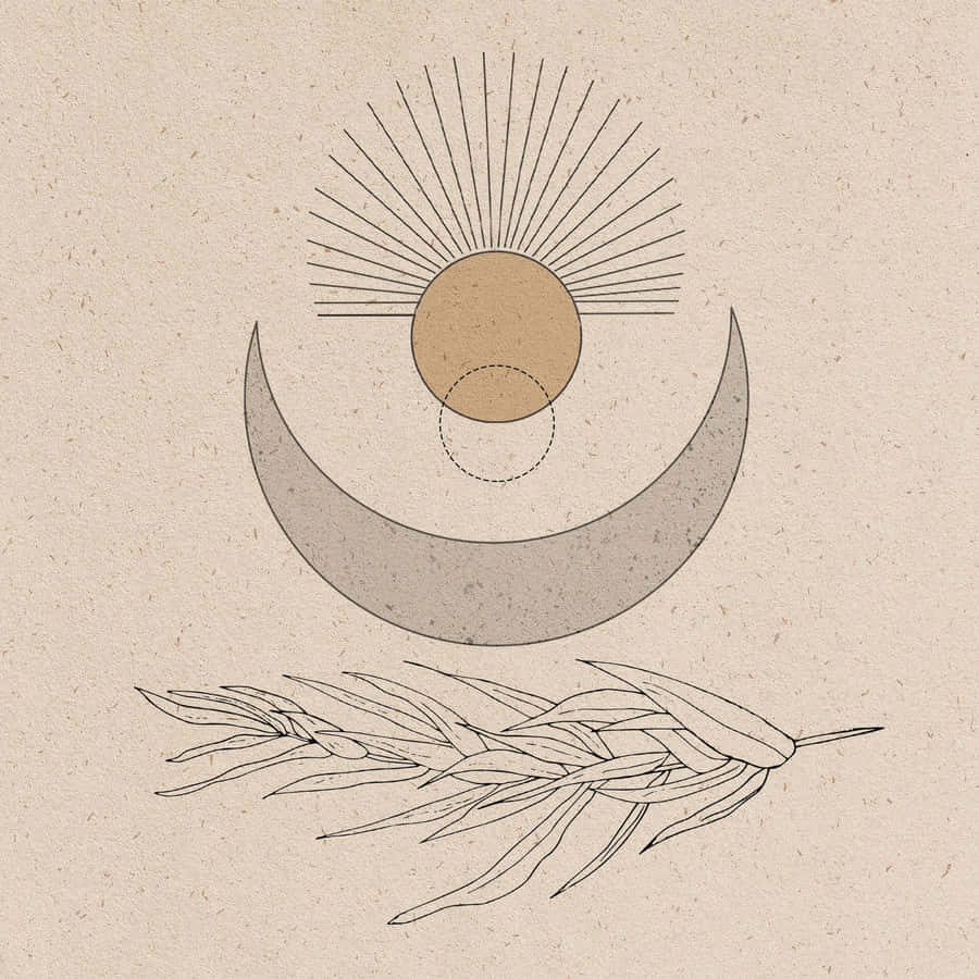 Arte Minimalista Sol Lua Pena