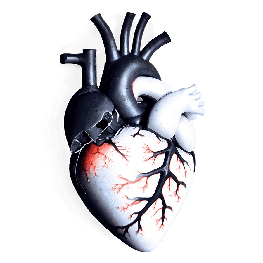 Black and White Human Heart PNG voh