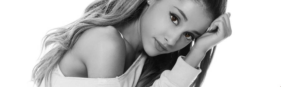 Download Dual Screen Ariana Grande Black And White Wallpaper Wallpapers Com