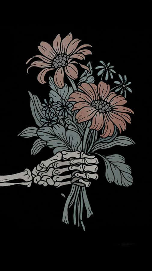 Mão Esquelética Floral Gótica