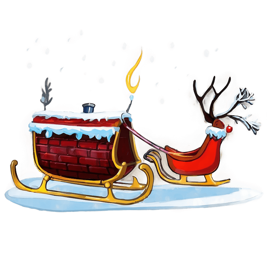 Sleigh and Chimney PNG xhy