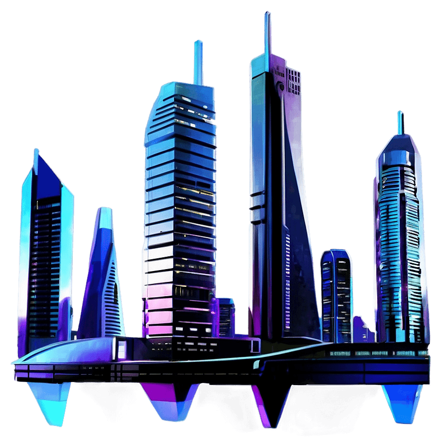 Futuristic Cityscape PNG xko