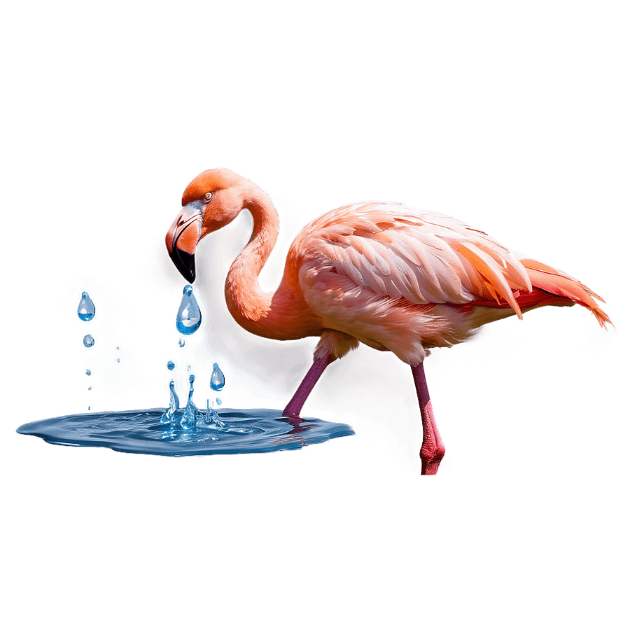 Flamingo with Water Droplets PNG mdj