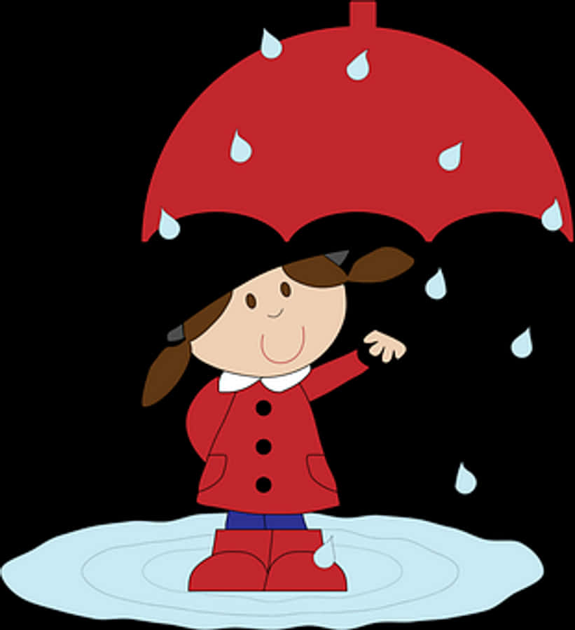 Cartoon Girl With Umbrella