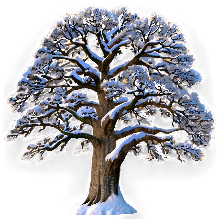 Majestic Winter Oak Trees PNG jnp