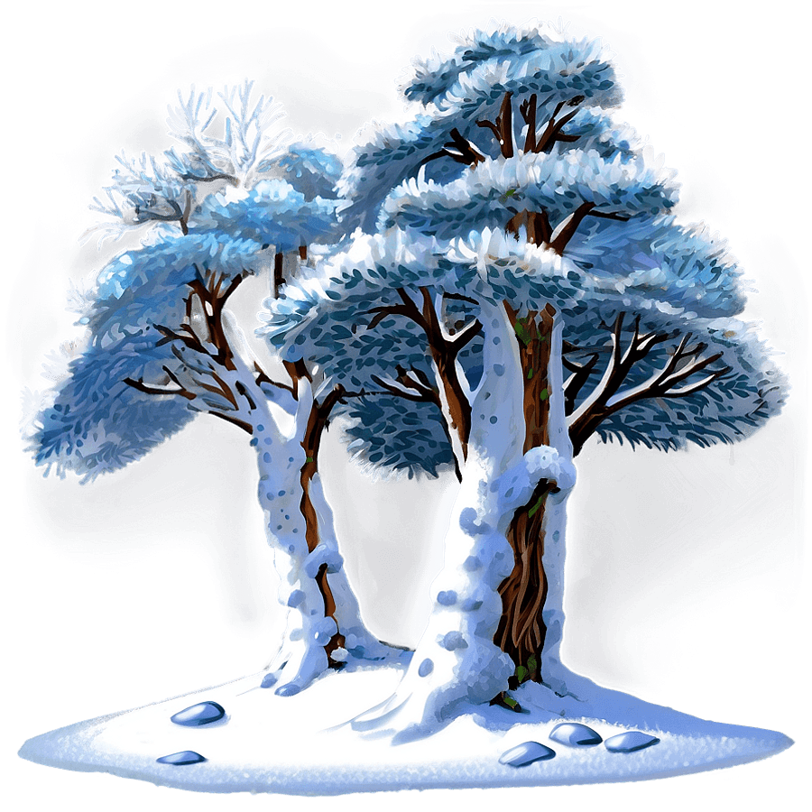 Snowy Woodland Trees PNG 87