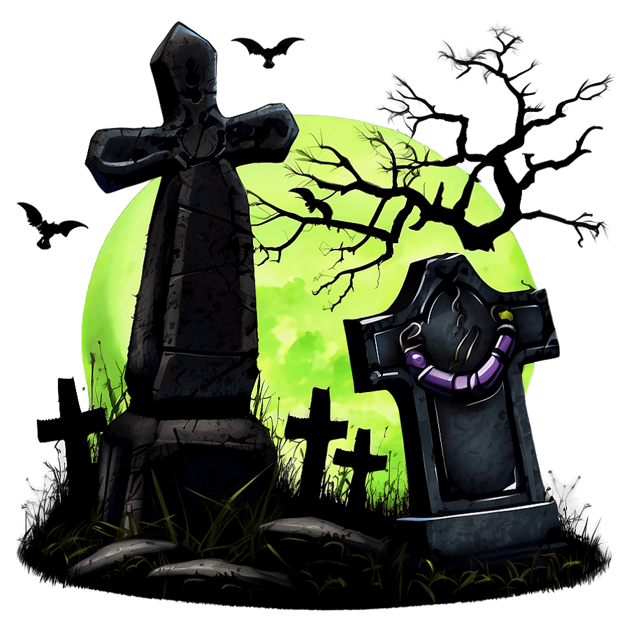 Haunted Graveyard Scene PNG 43
