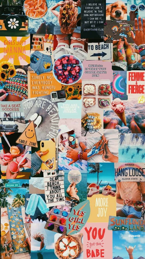 Lebendige Sommer Collage Ästhetik