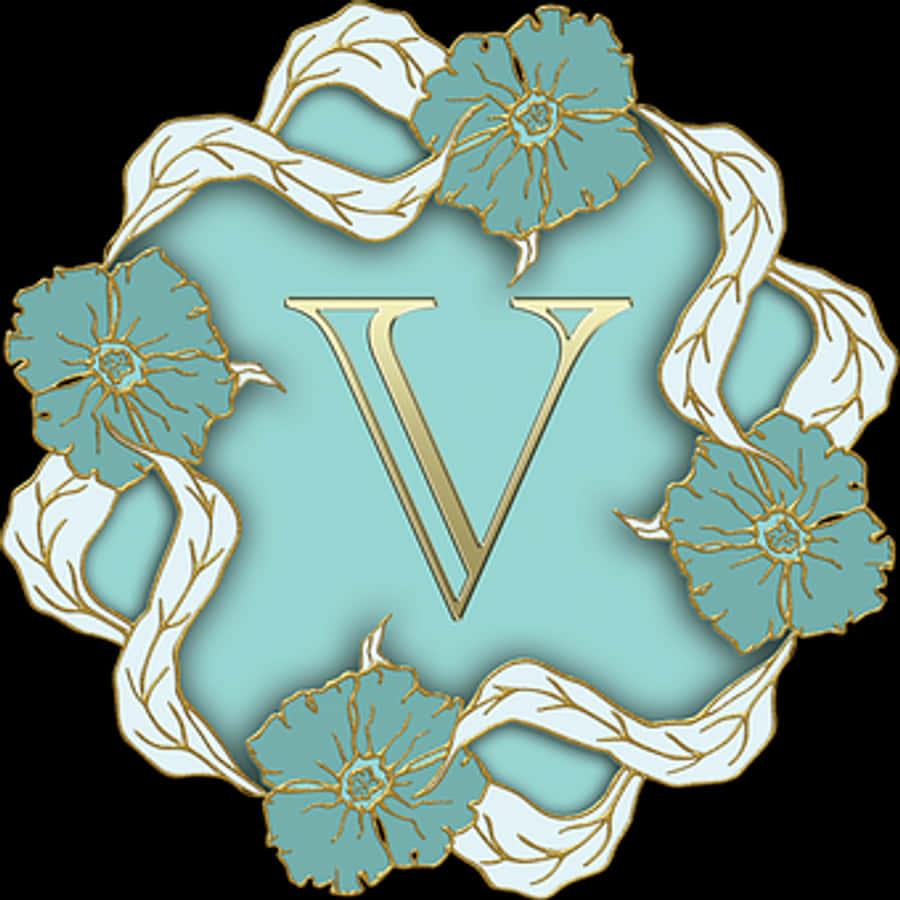 Floral Letter V Design