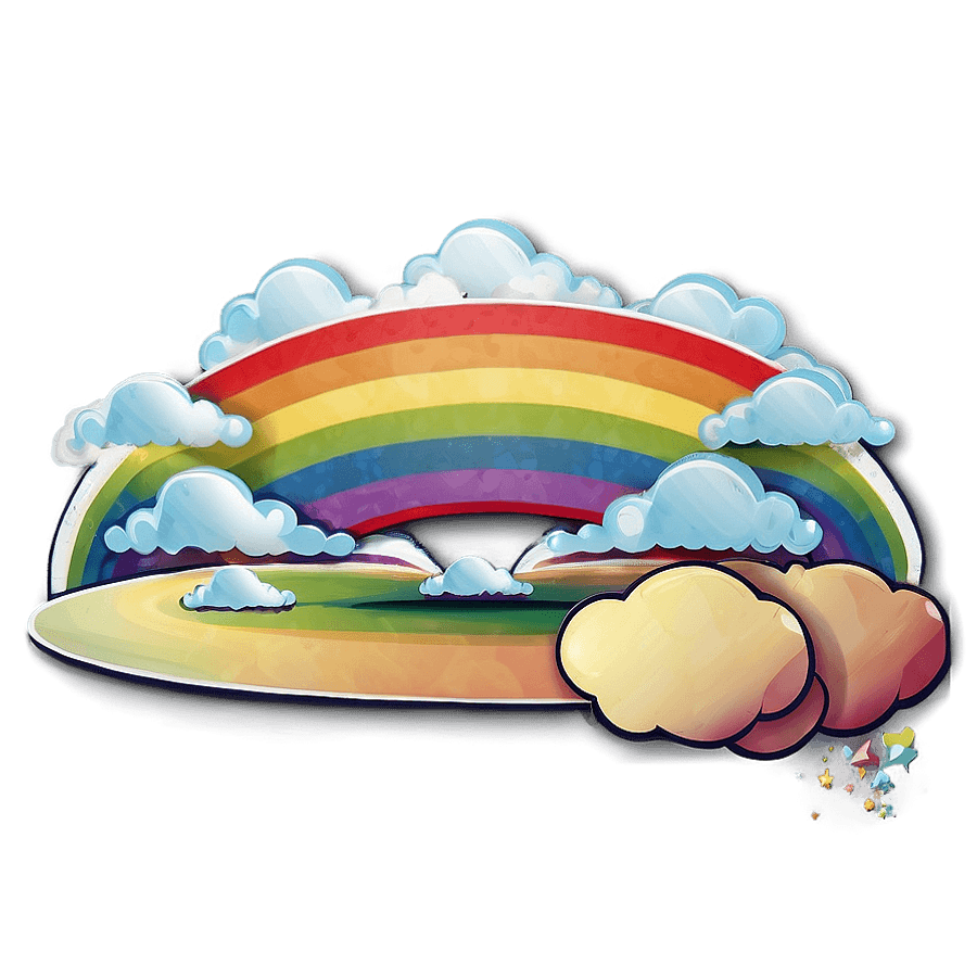 Rainbow With Clouds And Light Rays PNG 72