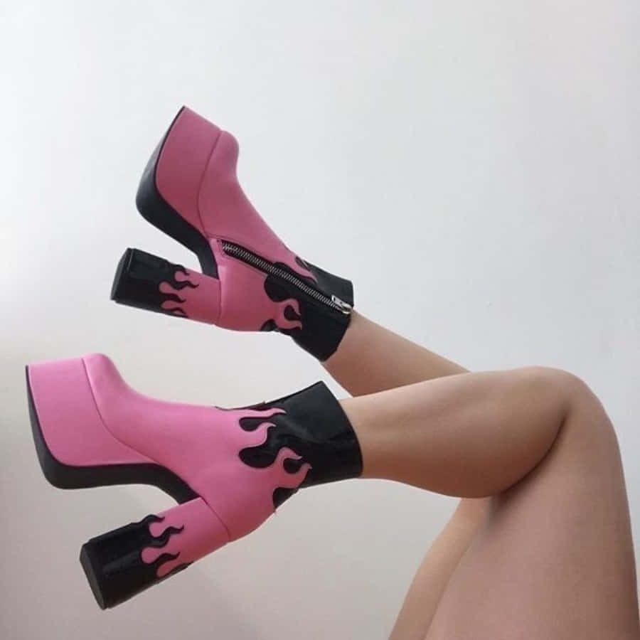 Elegantiscarpe rosa su una superficie di legno