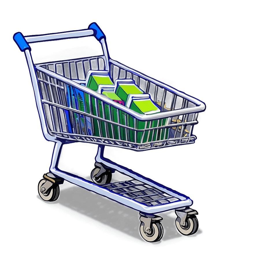 Heavy Loaded Grocery Cart PNG 06282024