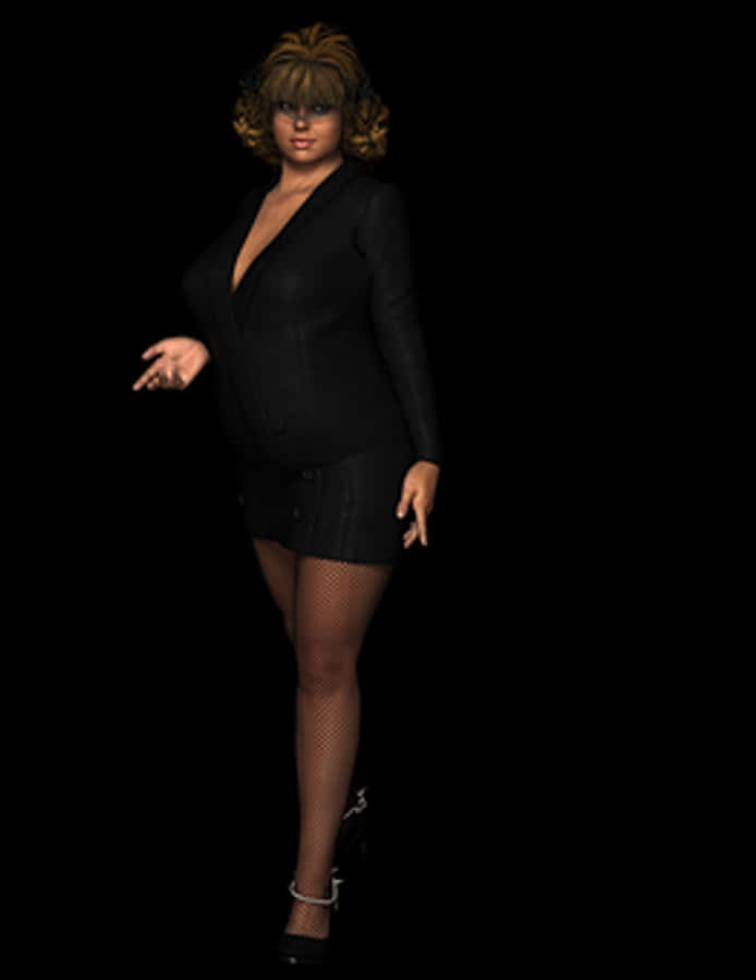 Stylish3 D Character Black Outfit