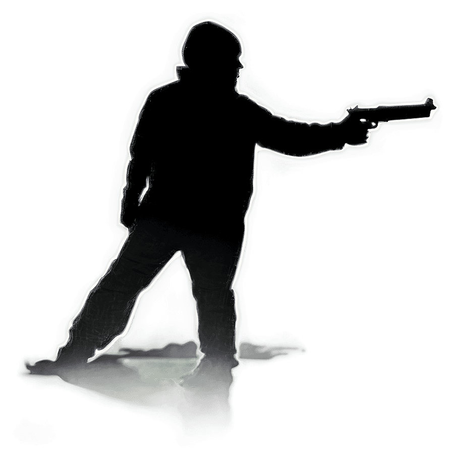 Silhouette Person Holding Gun PNG 05262024