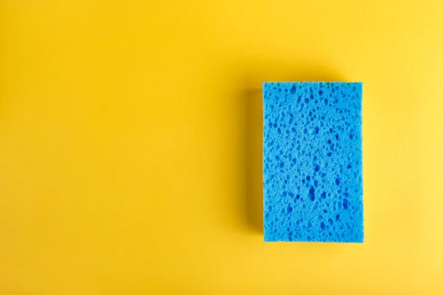 Blue Sponge Yellow Background