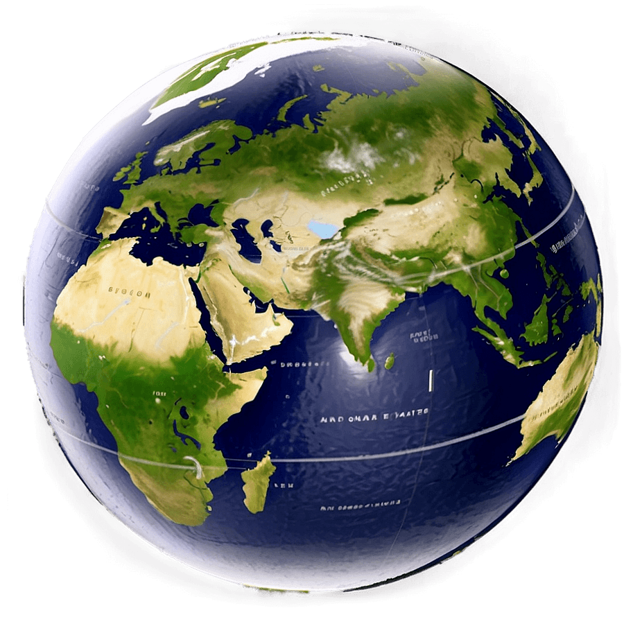 Black and White Globe with Equator PNG 06282024