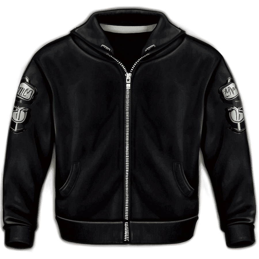 Black Zip-Up Sweatshirt Illustration PNG xms64