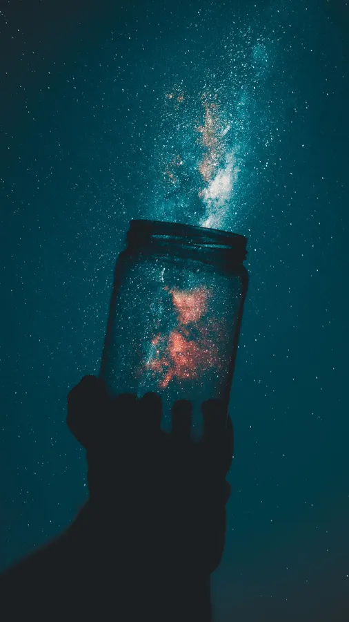 Empty jar in cute galaxy wallpaper