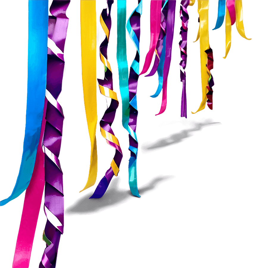 Rainbow Party Streamers PNG 06282024