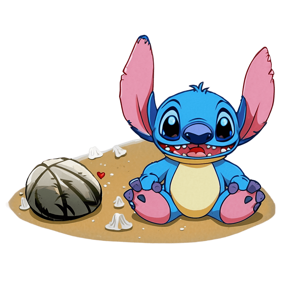 Cute Stitch on Beach PNG cke26
