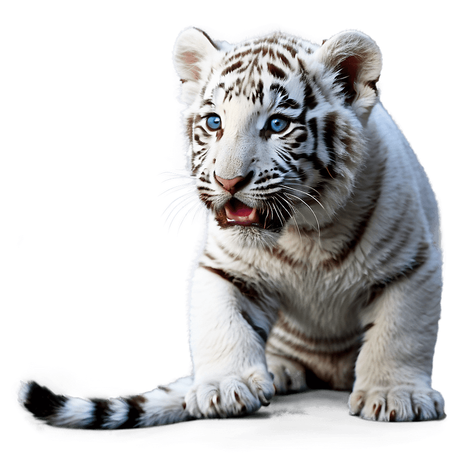 Playful White Tiger Cub PNG 06252024