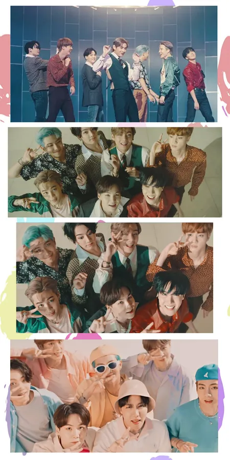 BTS Dynamite Group Photo Collage 
