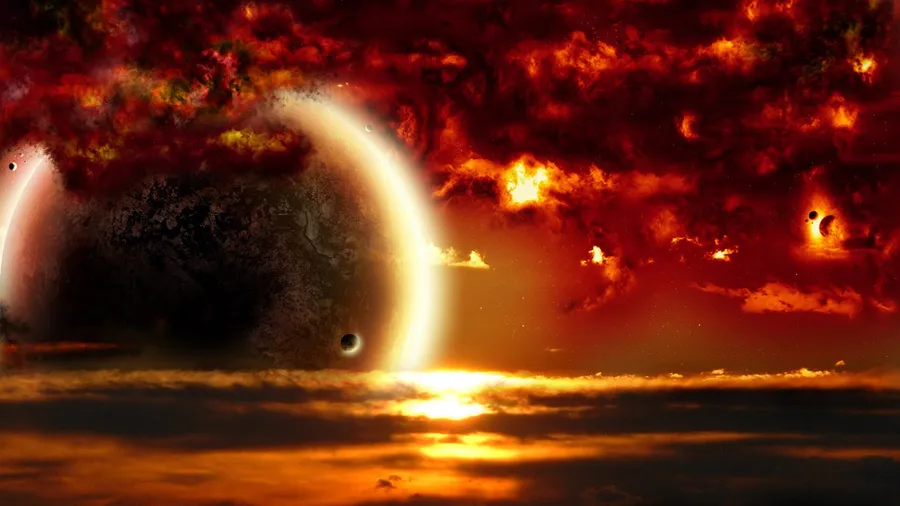 Burning red universe wallpaper