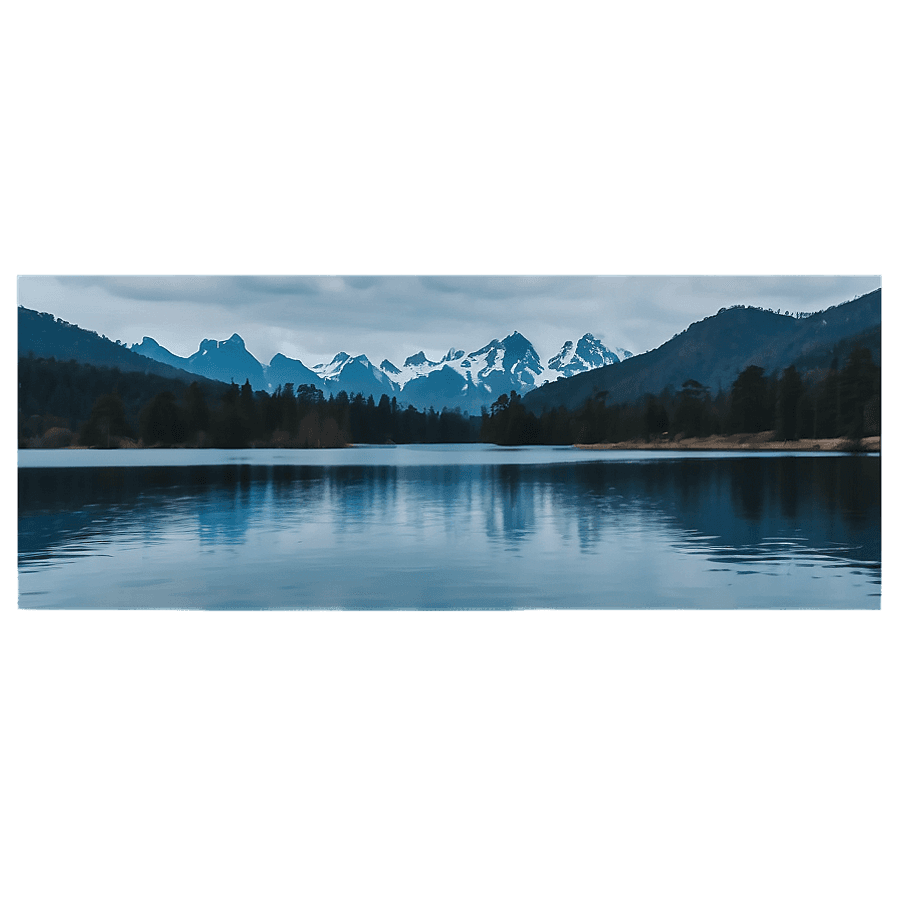 Serene Blue Aesthetic Lake PNG vna71