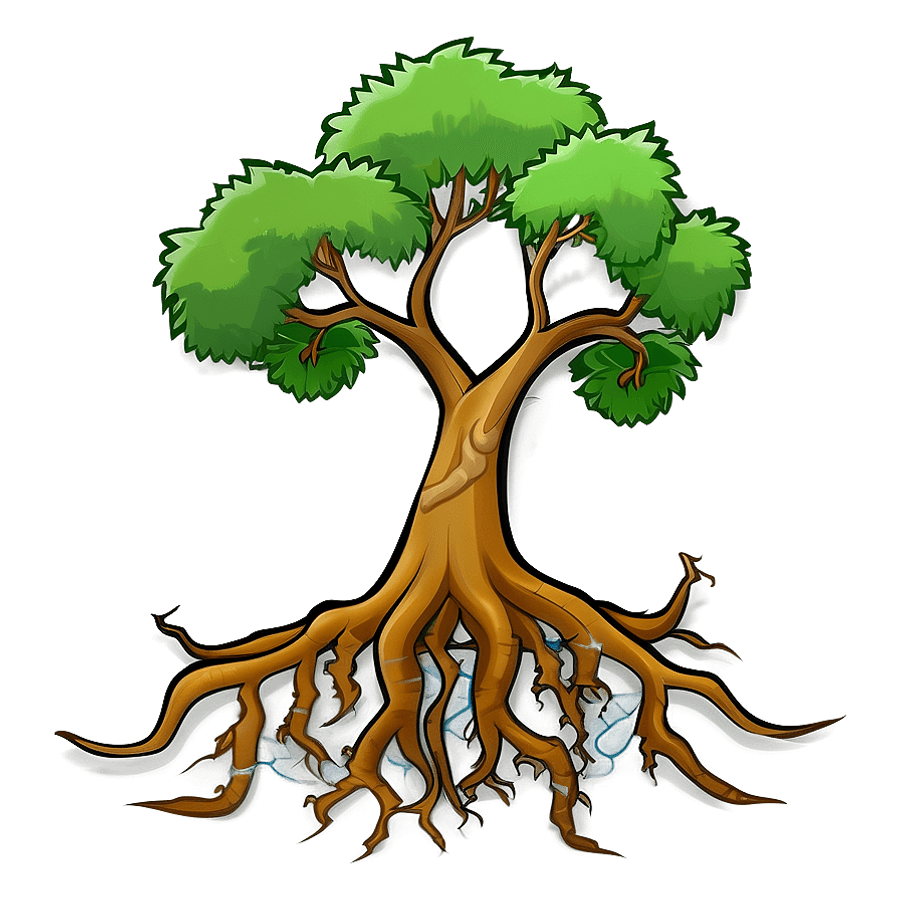 Cartoon Tree with Roots PNG 92