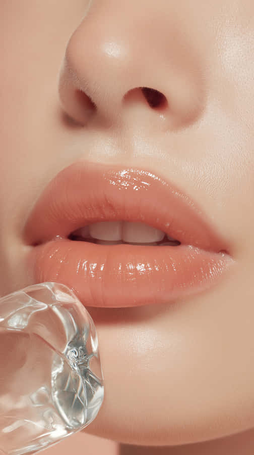 bibir,gloss bibir,es batu,kecantikan,perawatan kulit,kesegaran,merah muda,cahaya,close-up,sensualitas,hidrasi,dingin,kosmetik,lembut