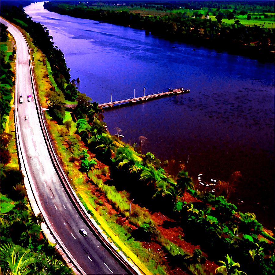 Highway Beside River PNG ach